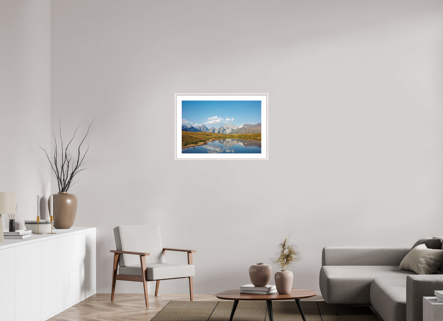 75 x 50 cm, Holzrahmen 5cm rand Mountain