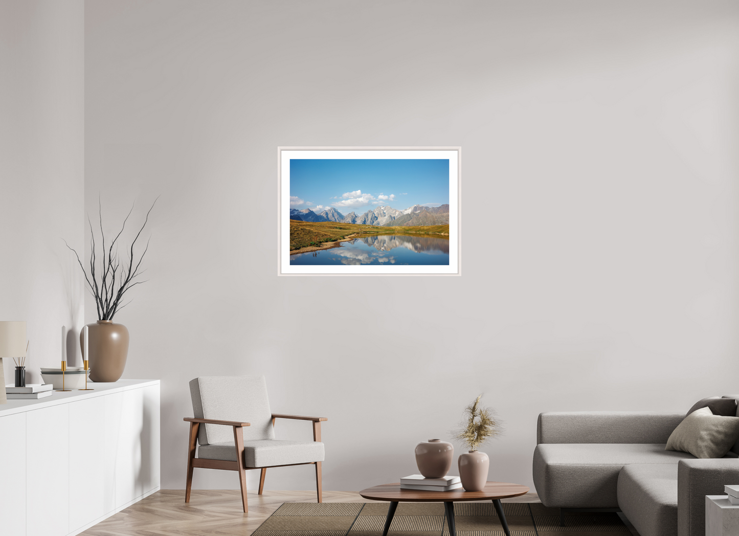 90 x 60 cm, Holzrahmen 5cm rand Mountain